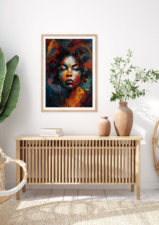 Abstract Afro in Vibrant Strokes
