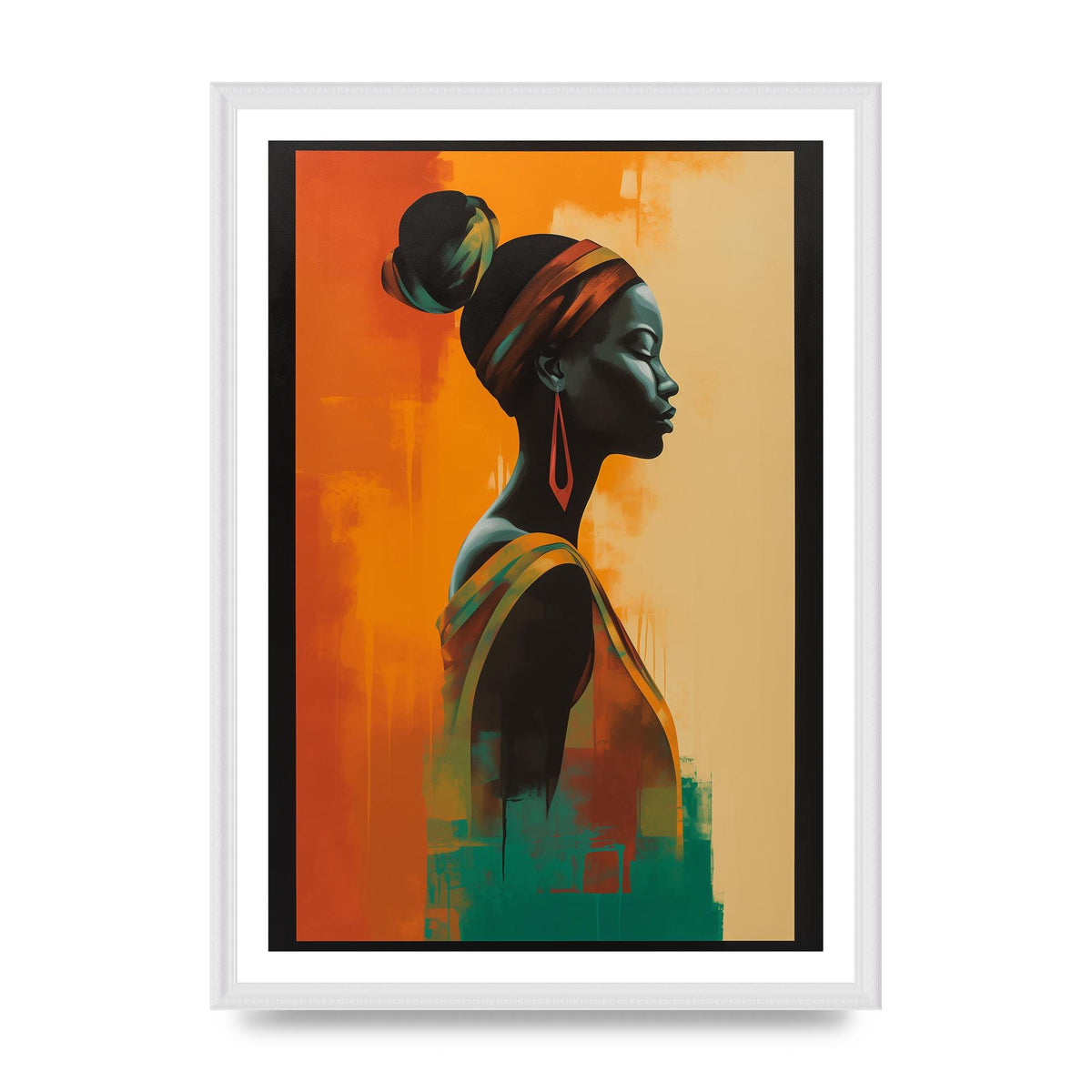 African Womans Graceful Lines on Canvas
