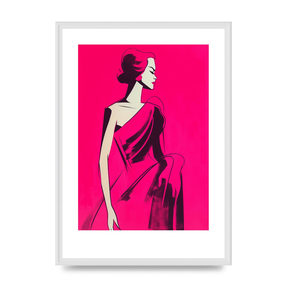 Stylized Female Figure in Hot Pink