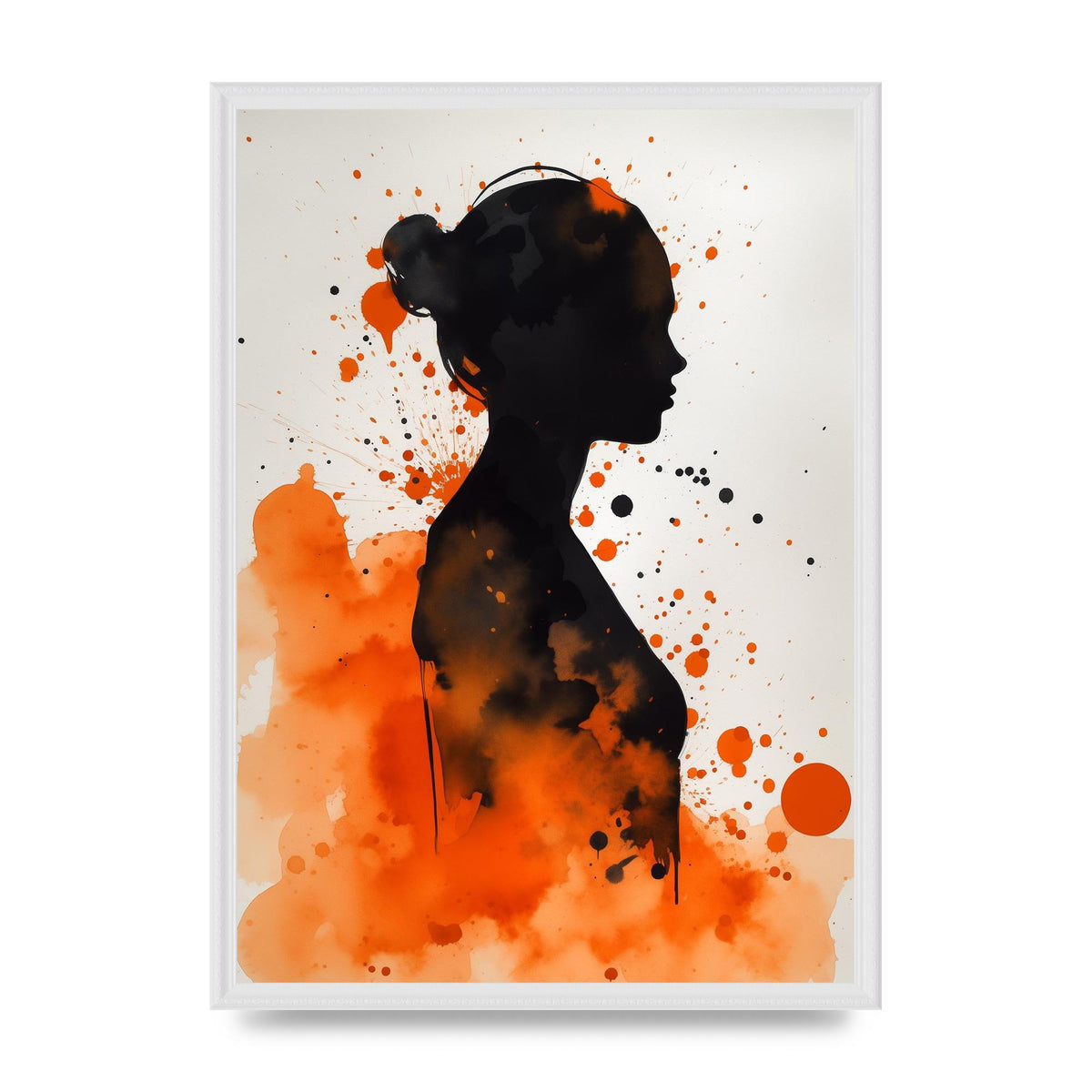 Meditative Womans Silhouette in Orange