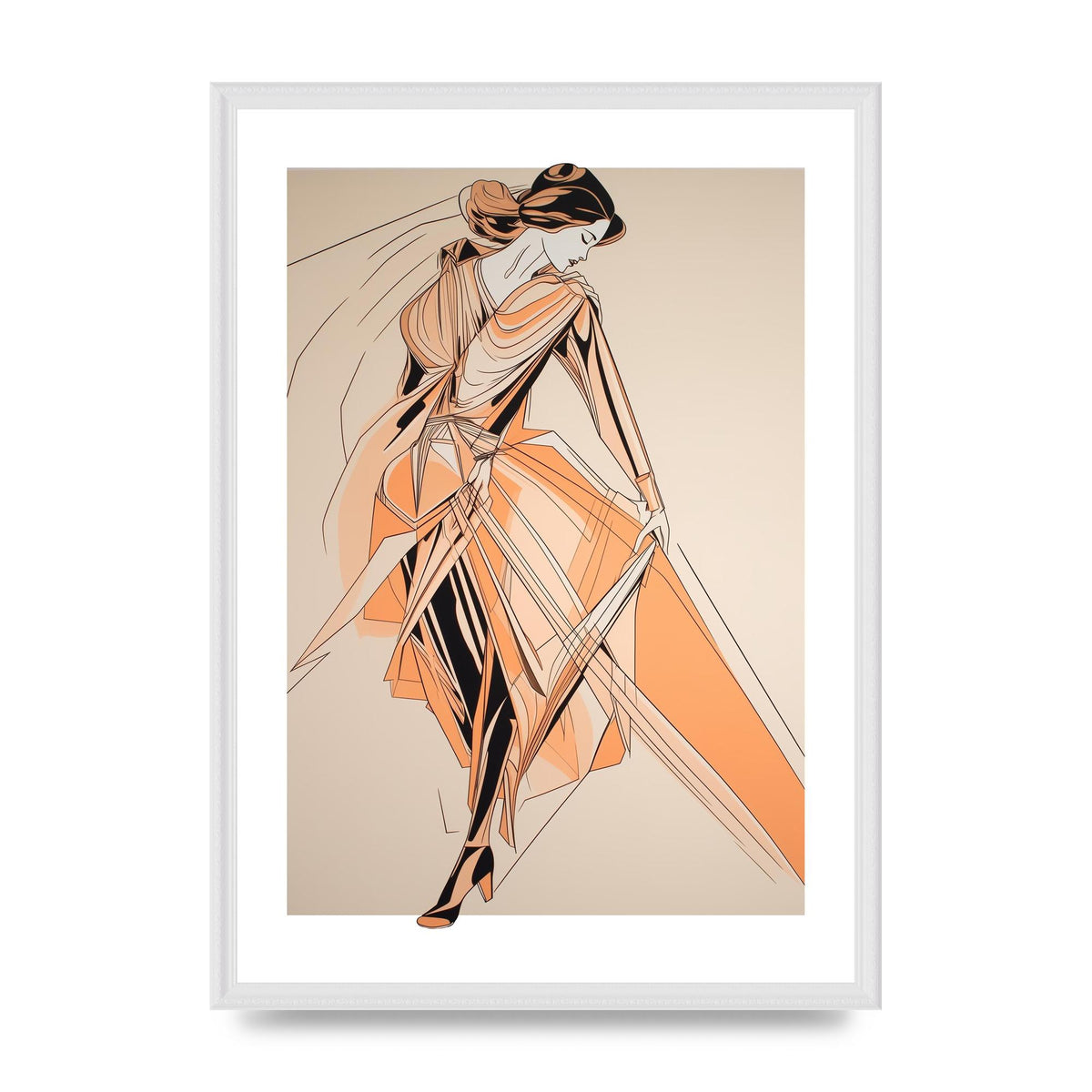 Peach Boldness with Angular Black Lines