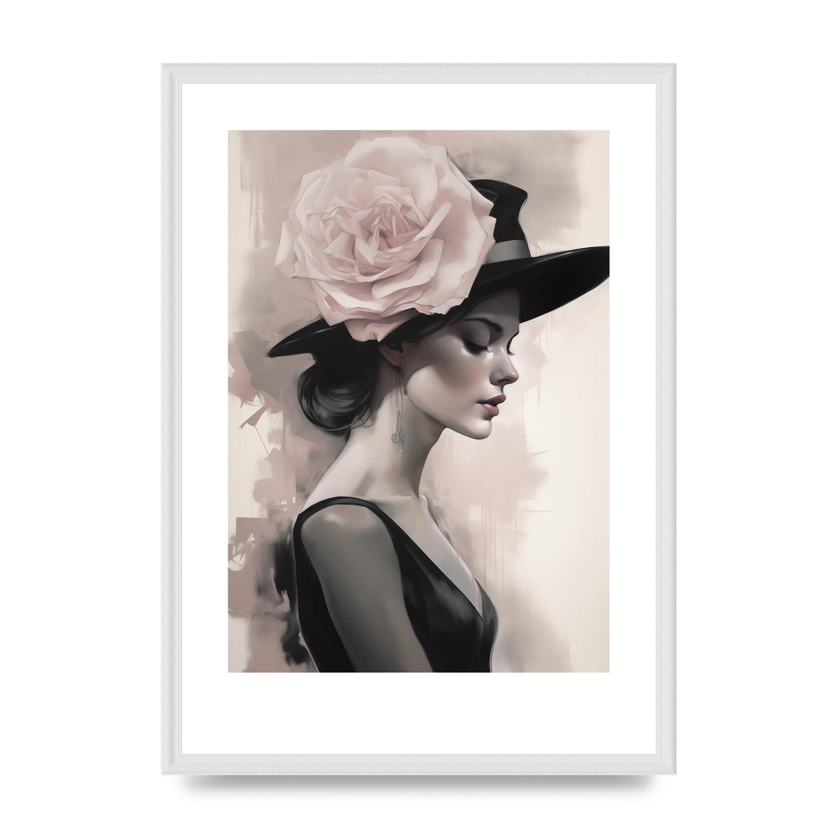 Ink-Black Art on Rose Backdrop