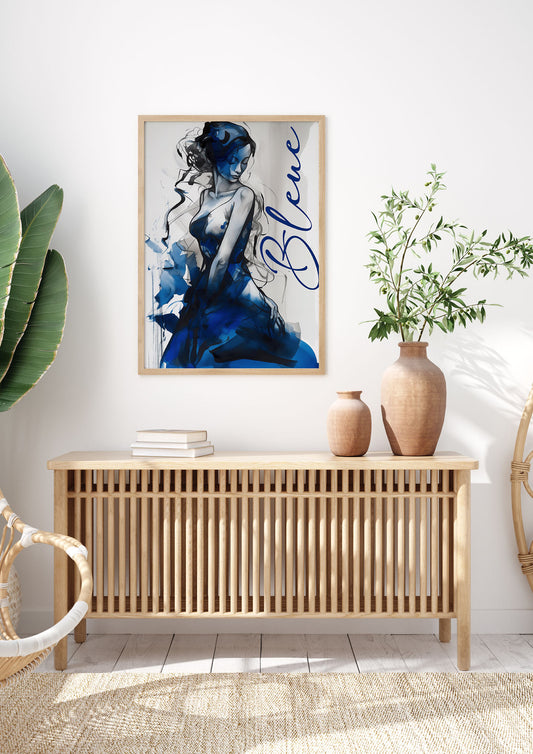 Black Lines on Sapphire Blue Canvas