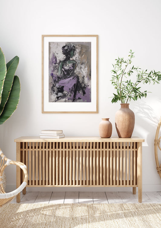 Lavender Canvas with Black Strokes