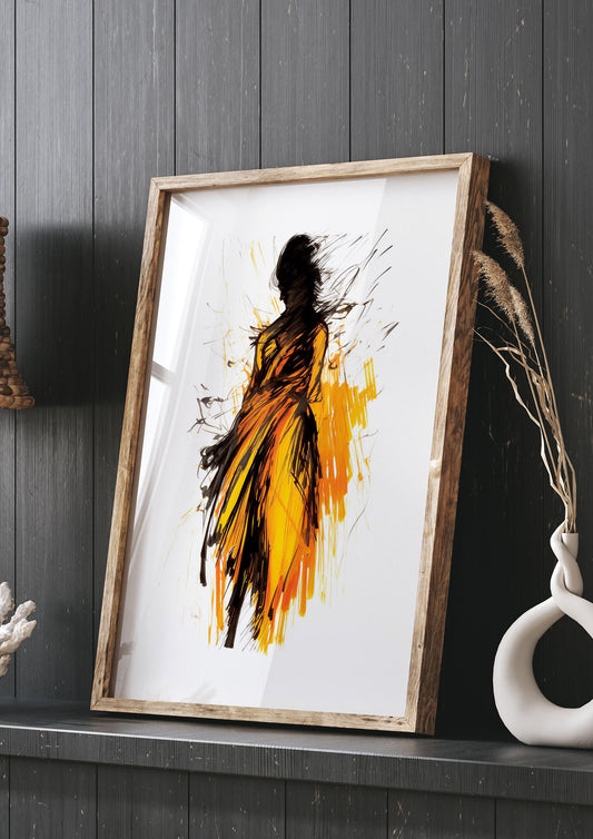 Female Form in Saffron Sketch