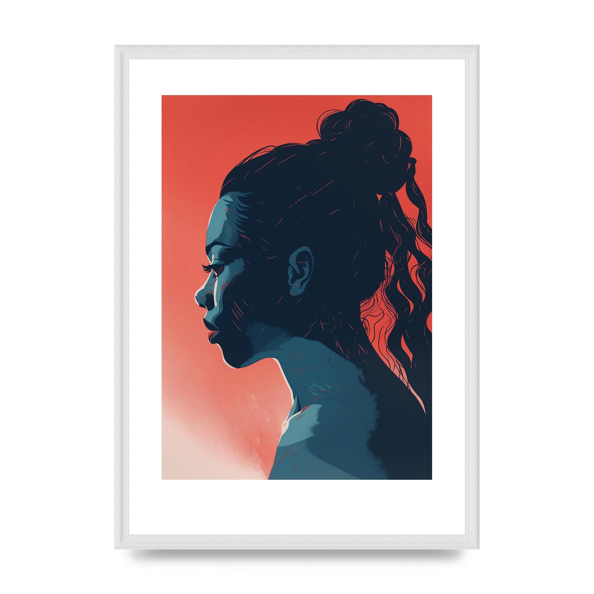 Light and Shadow Blend in Womans Risograph