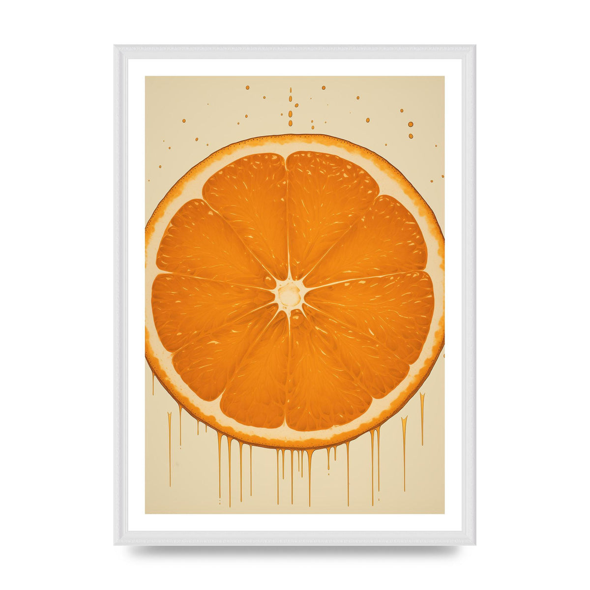 Vibrant Orange Segment in Woodblock