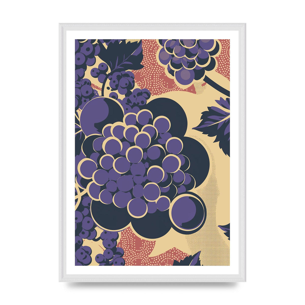 Simplified Grape Berries Woodblock Style