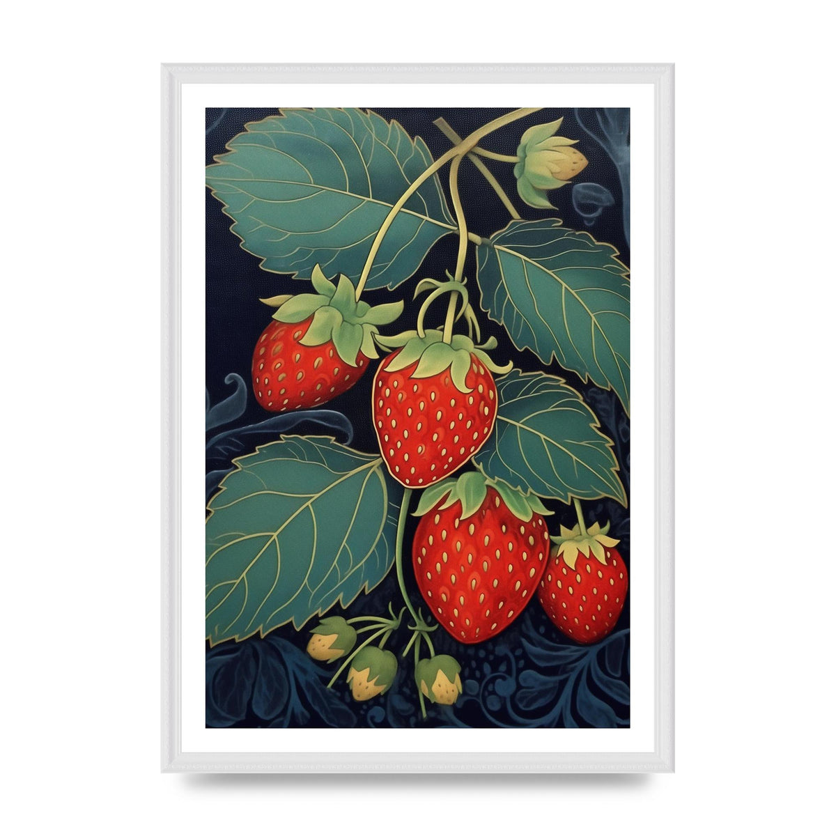 Strawberrys Fragility in Woodblock Print