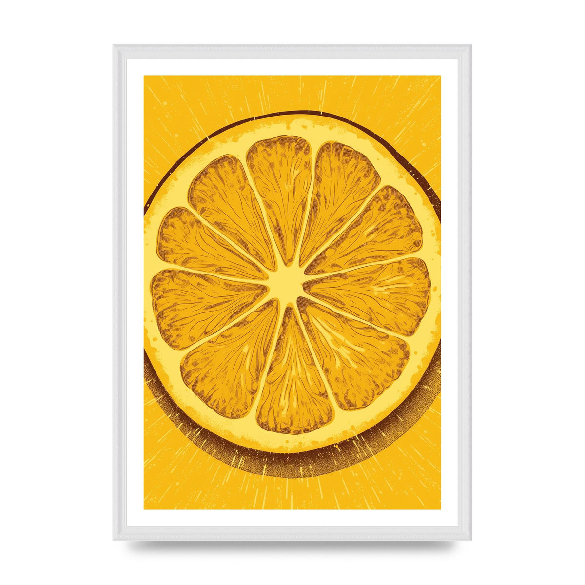 Vibrant Lemon Slice Woodblock Print