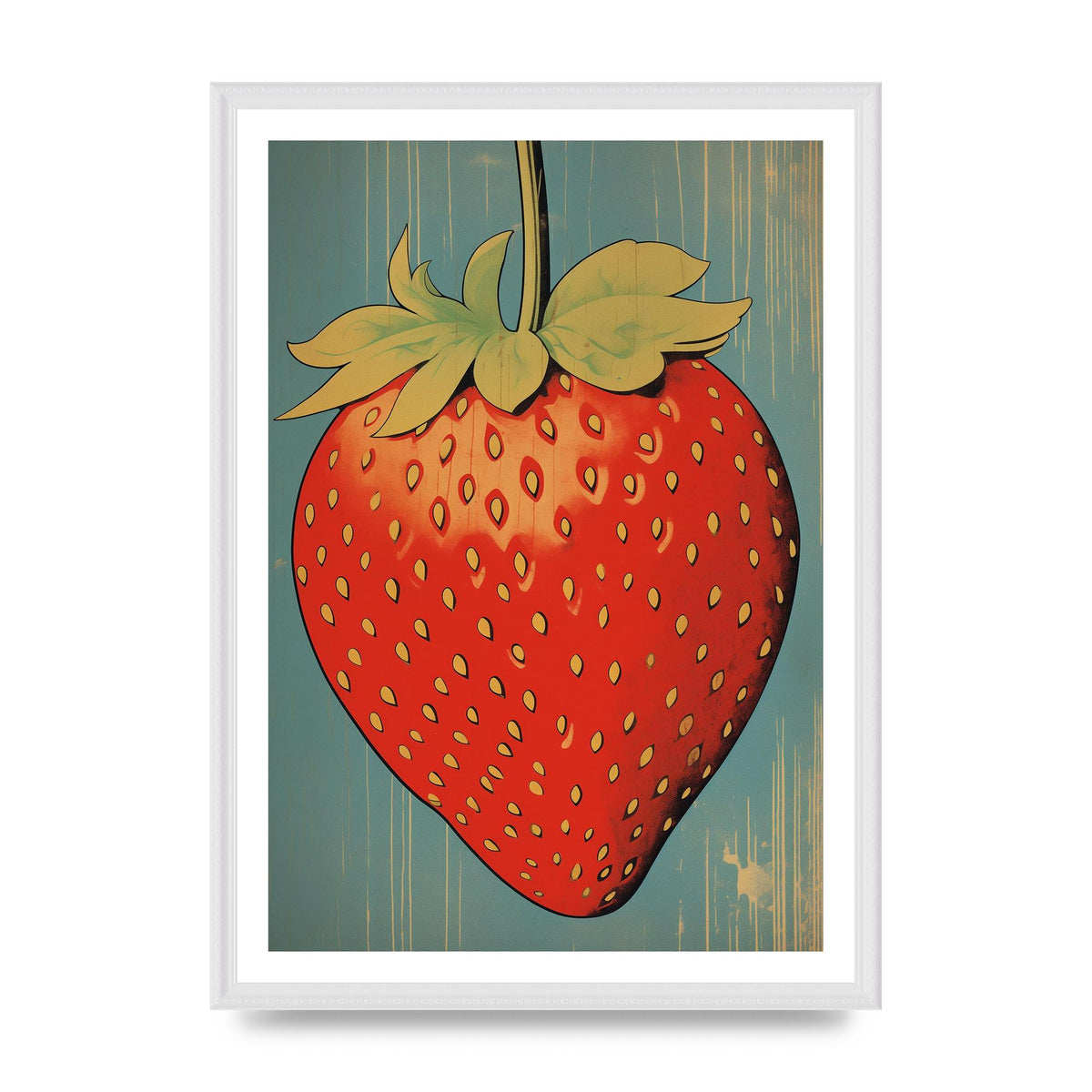 Abstracted Strawberry in Woodblock Print