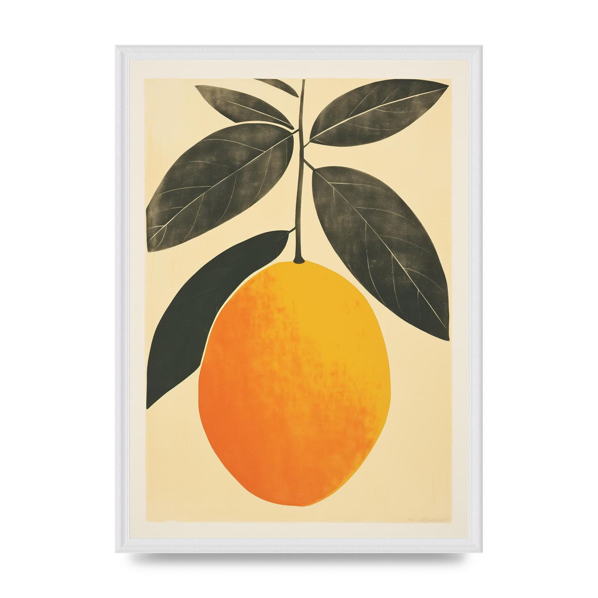 Mango Contours in Minimalist Woodblock