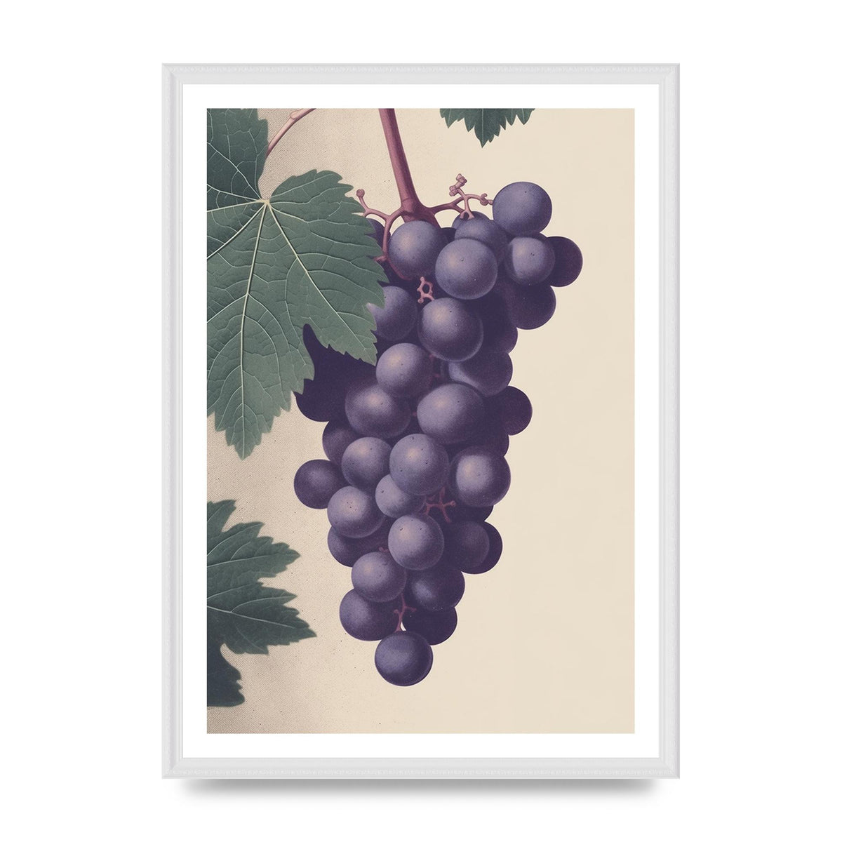 Monochromatic Grapes Woodblock Art