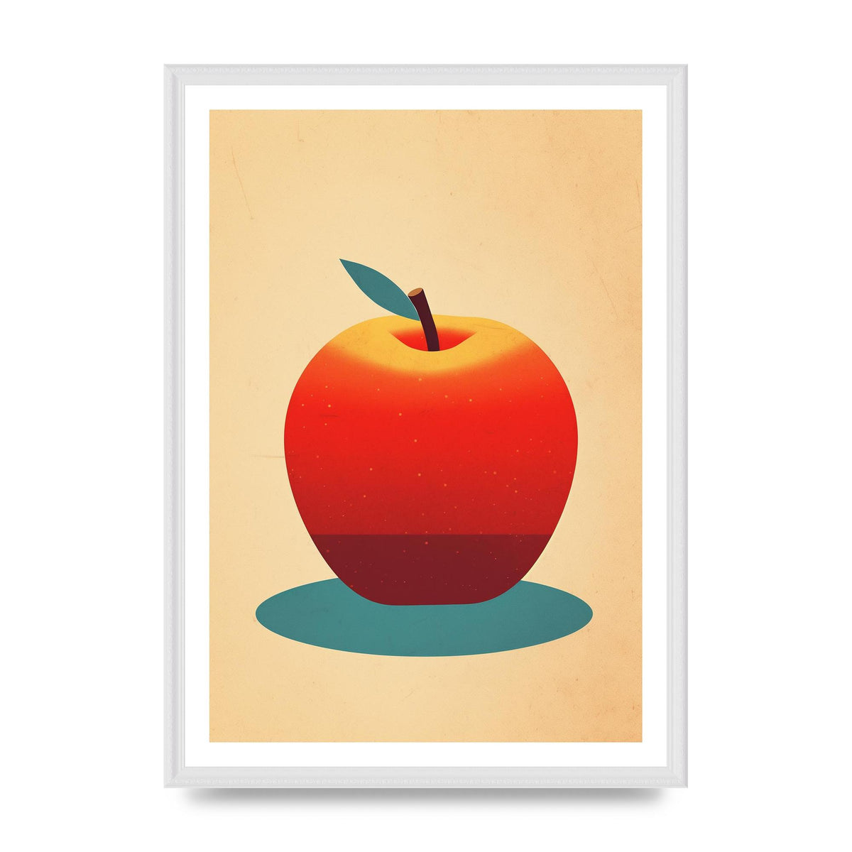 Minimalist Apple Woodblock Print
