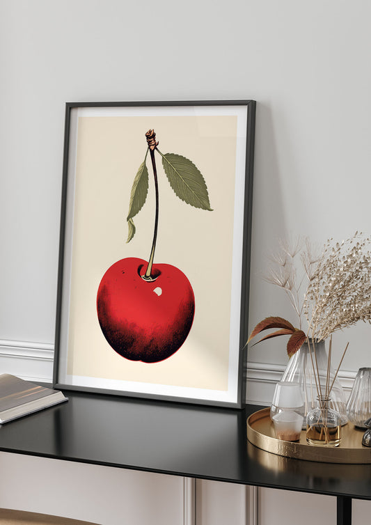 Minimalistic Cherry Woodblock Print