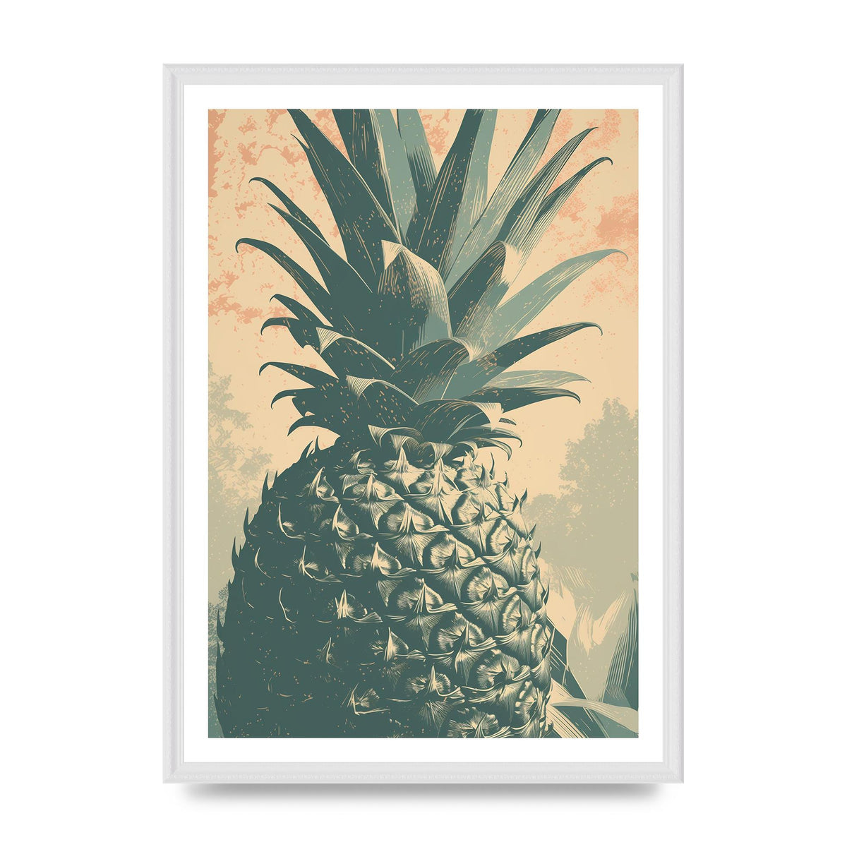 Pineapple Risograph with Woodblock Patterns