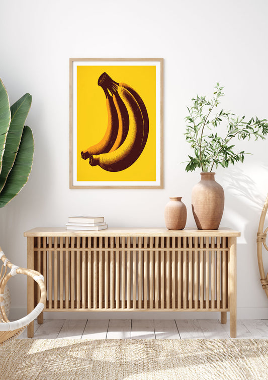 Banana Contour in Risograph Minimalism