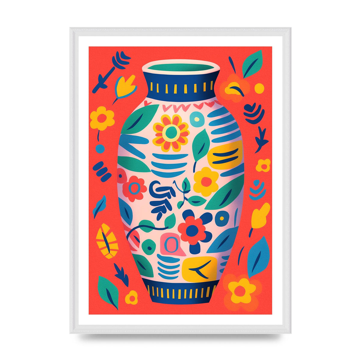 Colorful Vase with Lively Blossoms