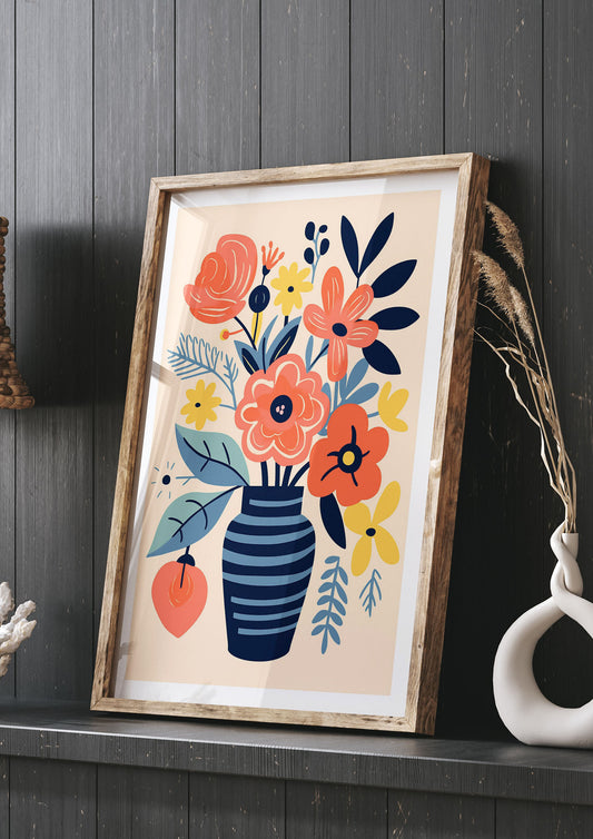 Vivid Vase with 8 Lively Blossoms