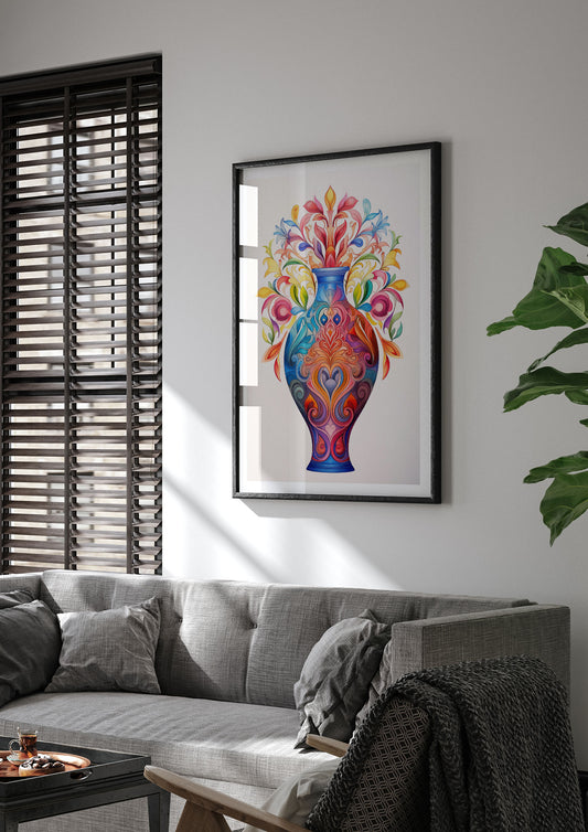 Vase with 22 Colorful Flower Shapes