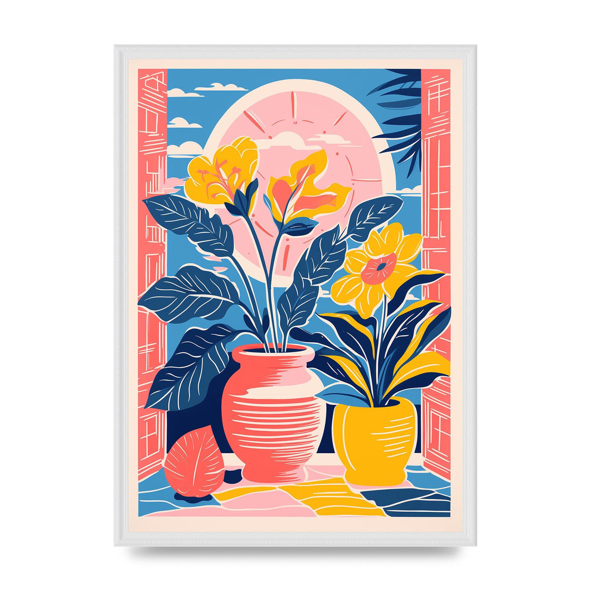 Vase with 29 Bold Shapes and Flowers