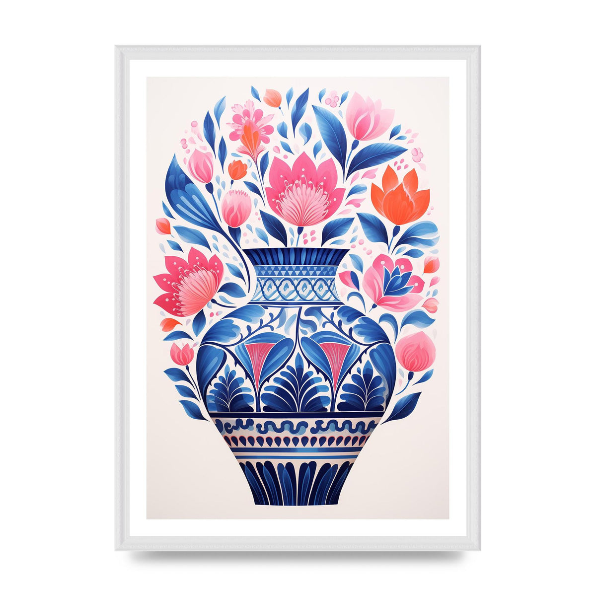 Colorful Vase with Vibrant Bold Flowers