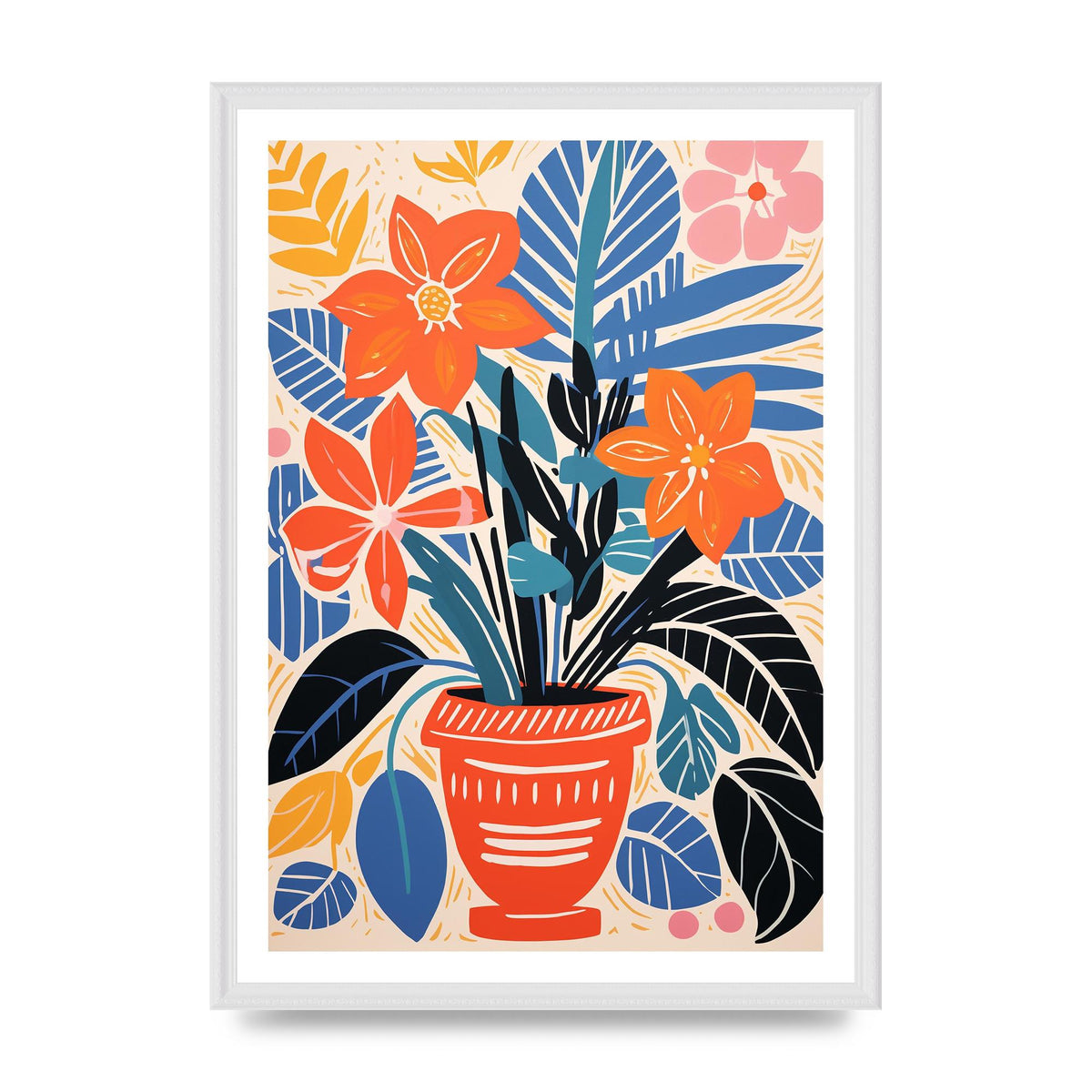 Bold Vase with Lively Hues and Vivid Blossoms