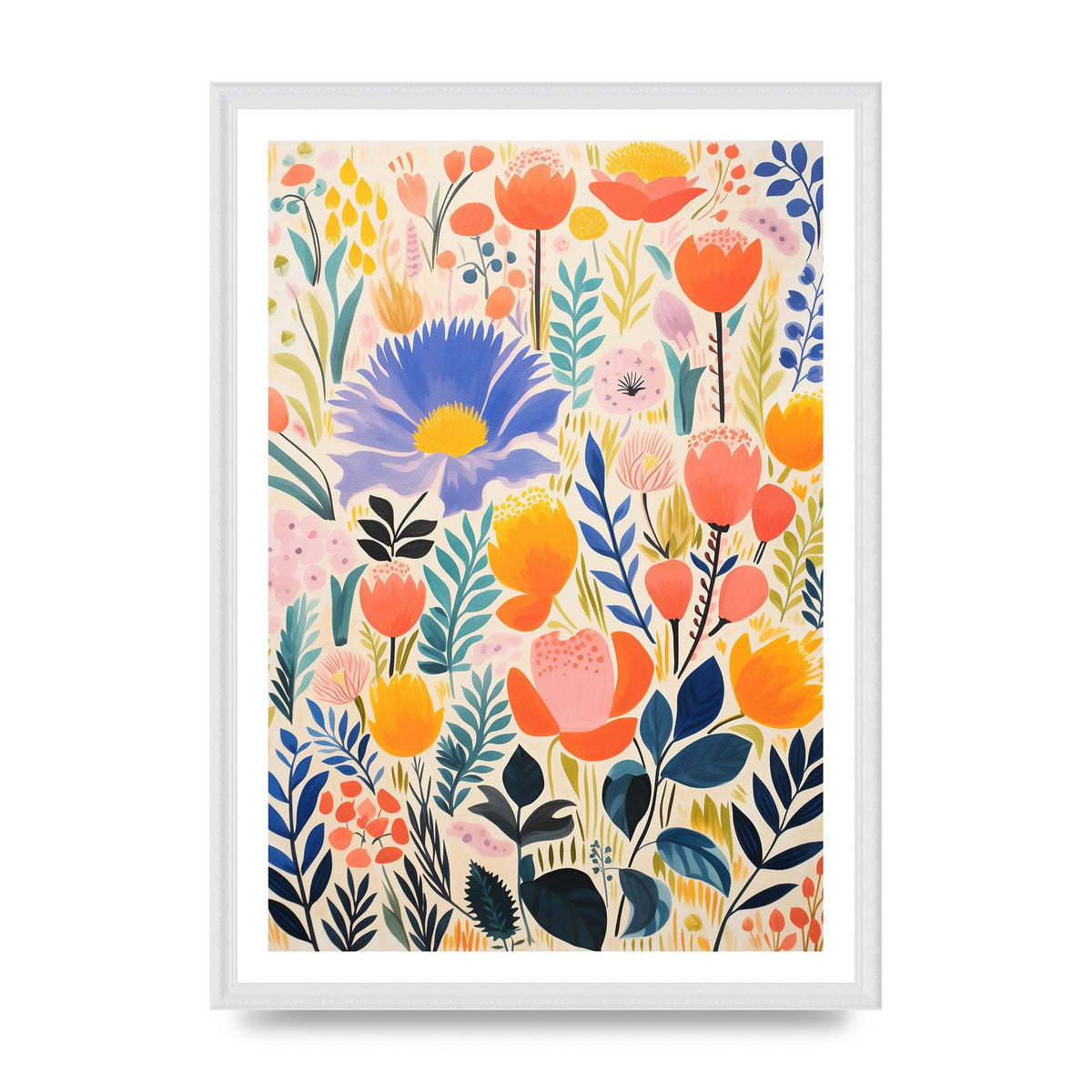 Vibrant-Colored Vase with Simple Flowers