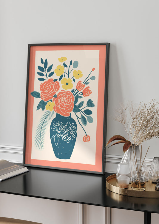 Lively Vase with Radiant Hues and Vivid Blooms
