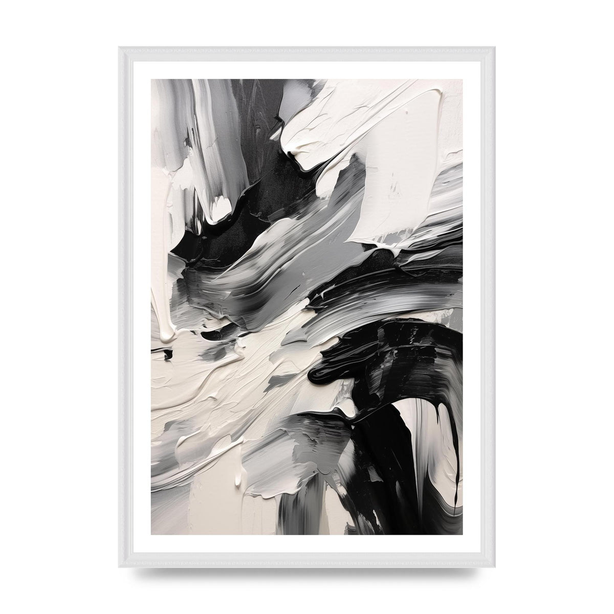 Striking Black and White Abstract Painting