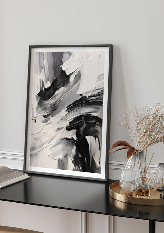 Striking Black and White Abstract Painting