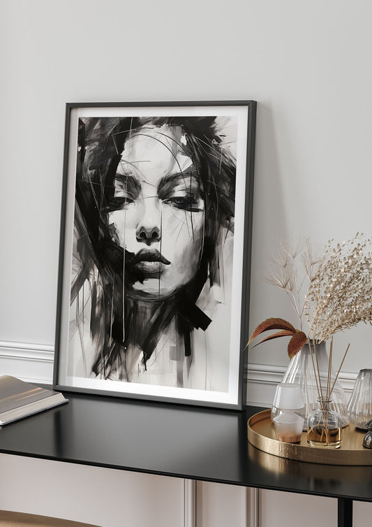Dramatic Black and White Artwork with Bold Strokes