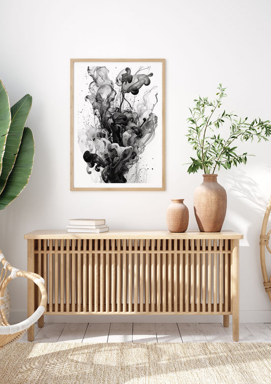 Abstract Monochromatic Oil Artwork with Mood