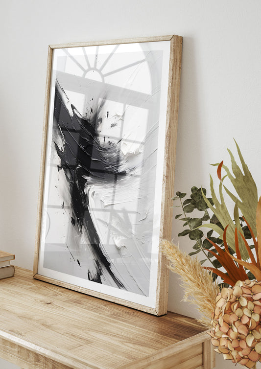 Enigmatic Monochrome Oil with Tumultuous Brushwork