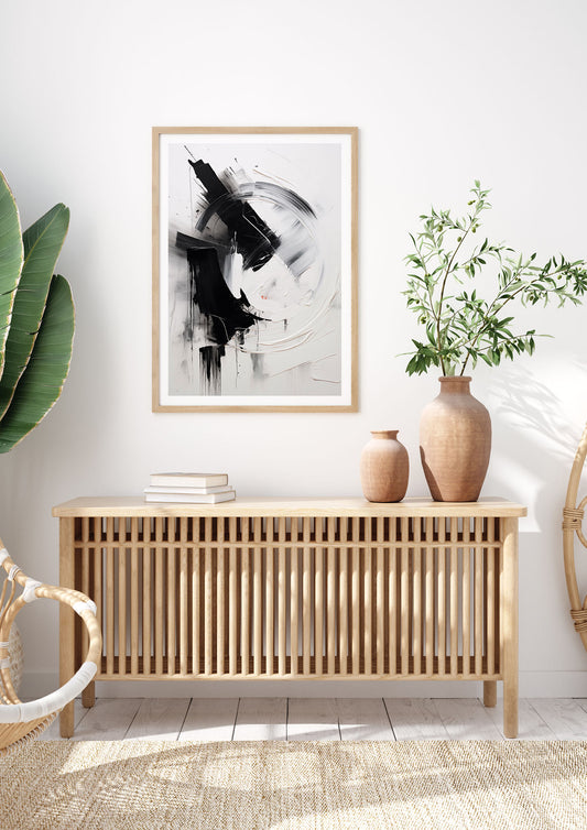 Layered Black and White Emotional Painting