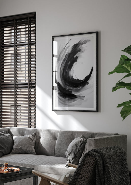 Abstract Tranquil Waves in Black and White