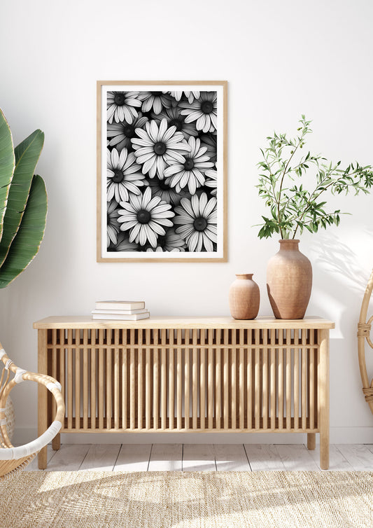 Monochrome Daisy Impressionist Art