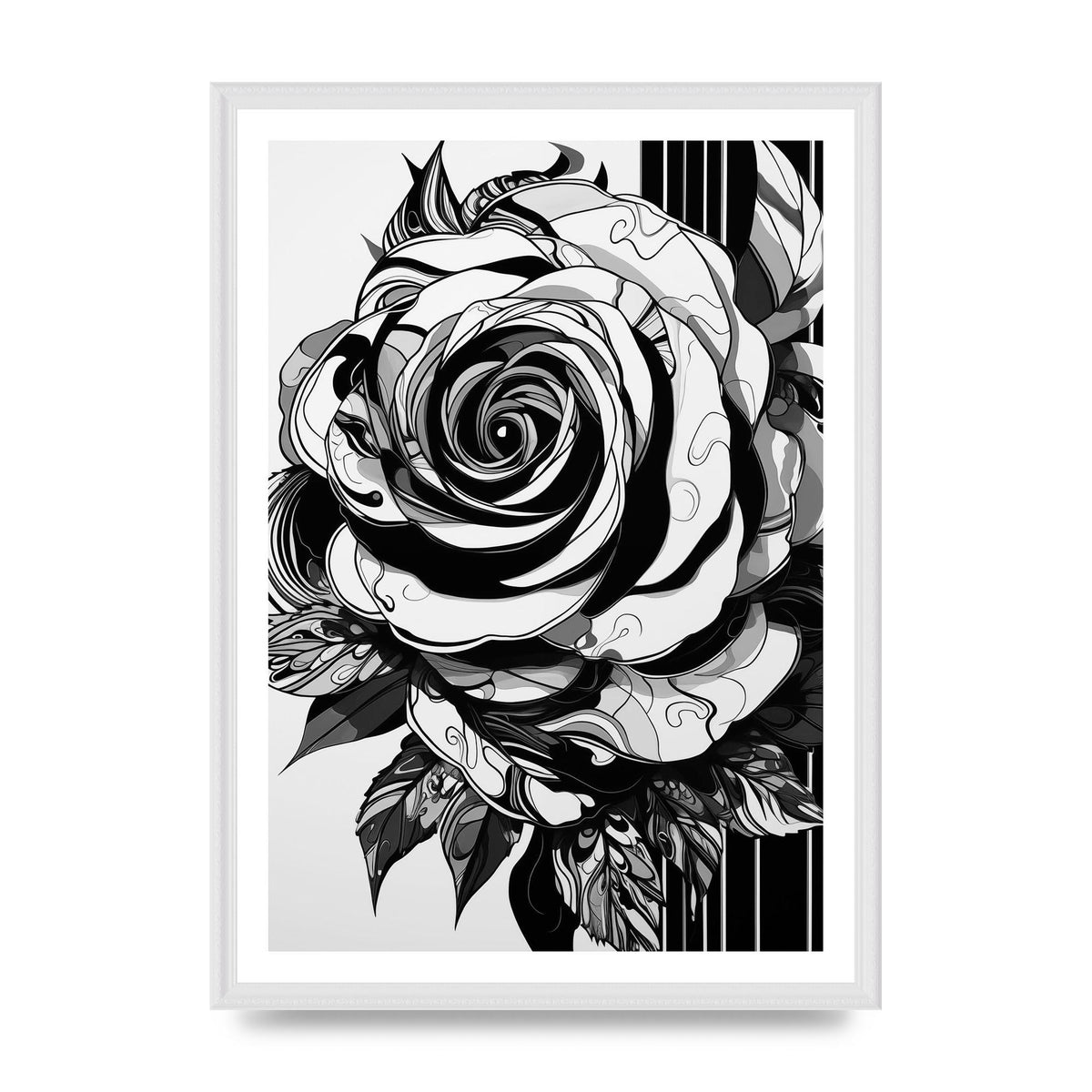 Monet-Inspired Solitary Rose in Black and White