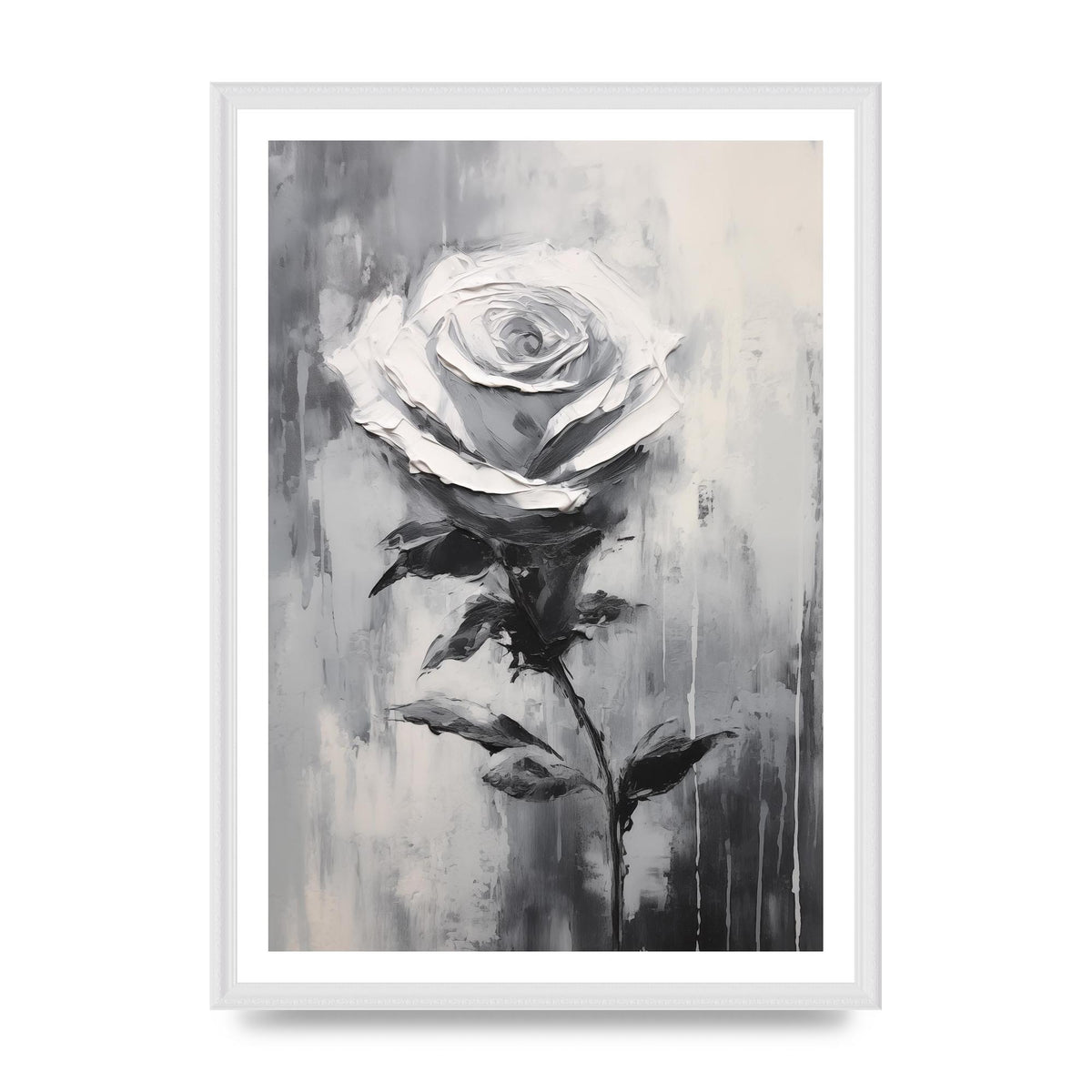 Textured Rose in Black and White Strokes