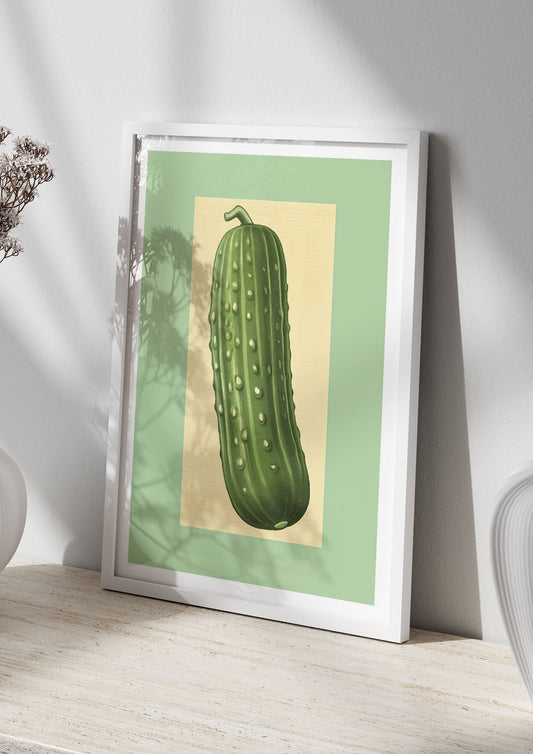 Crisp Textured Green Cucumber Risograph