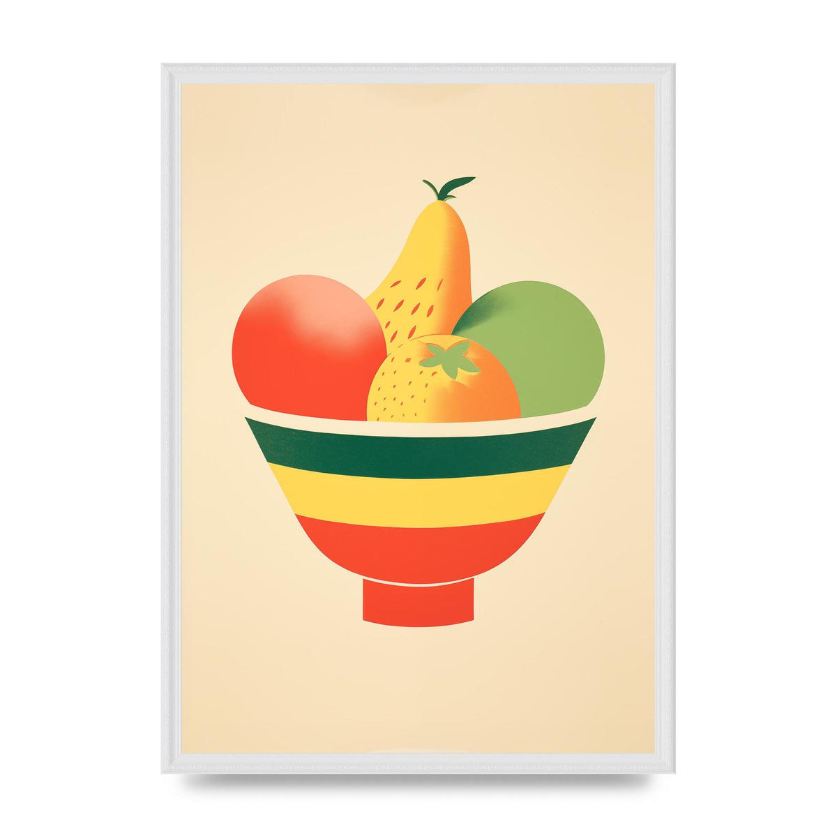 Minimalist Fruit Bowl Risograph Print
