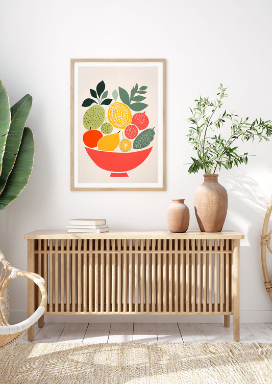 Fruit Bowl Silhouettes Minimalist Riso