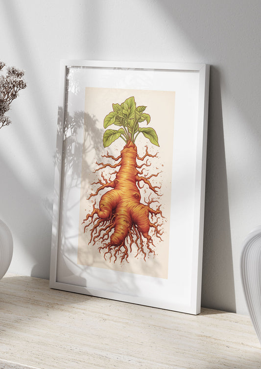 Textured Ginger Root Risograph Art