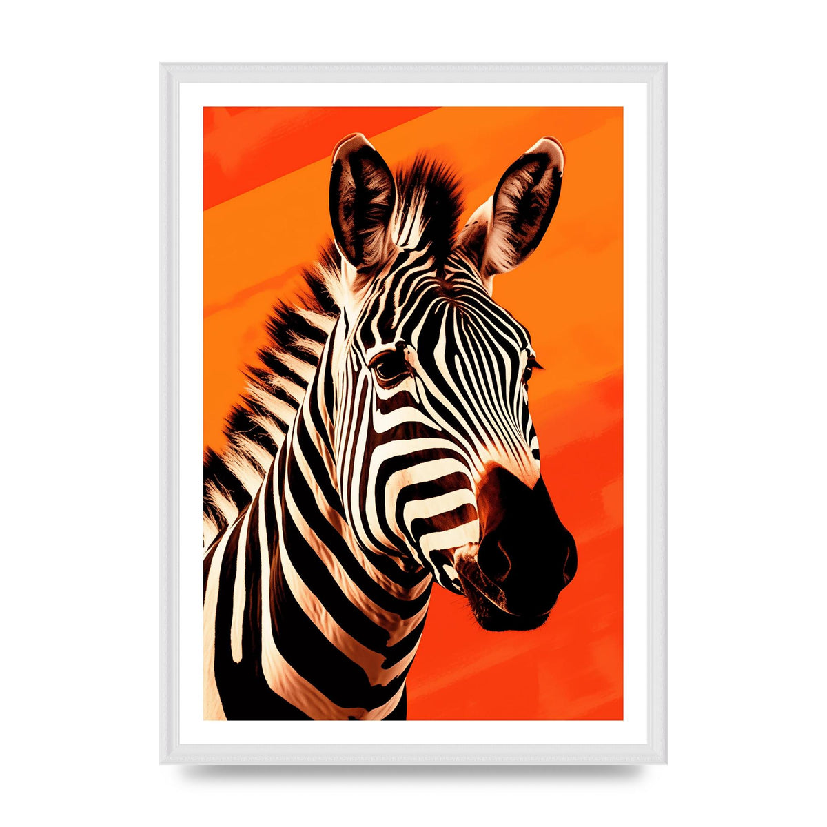 Zebra Portrait Intensified on Orange