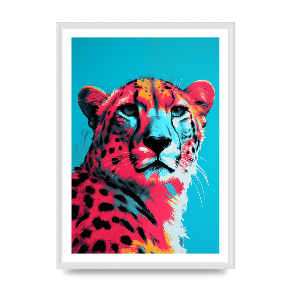 Sleek Cheetah Stare on Turquoise