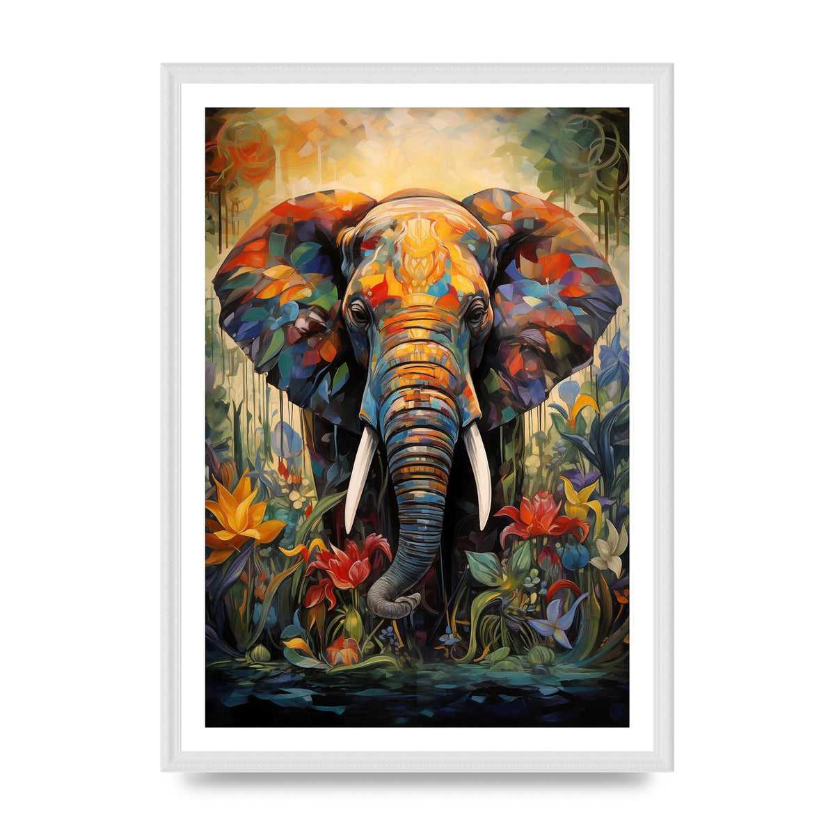 Elephant Wisdom in Lush Green and Blue