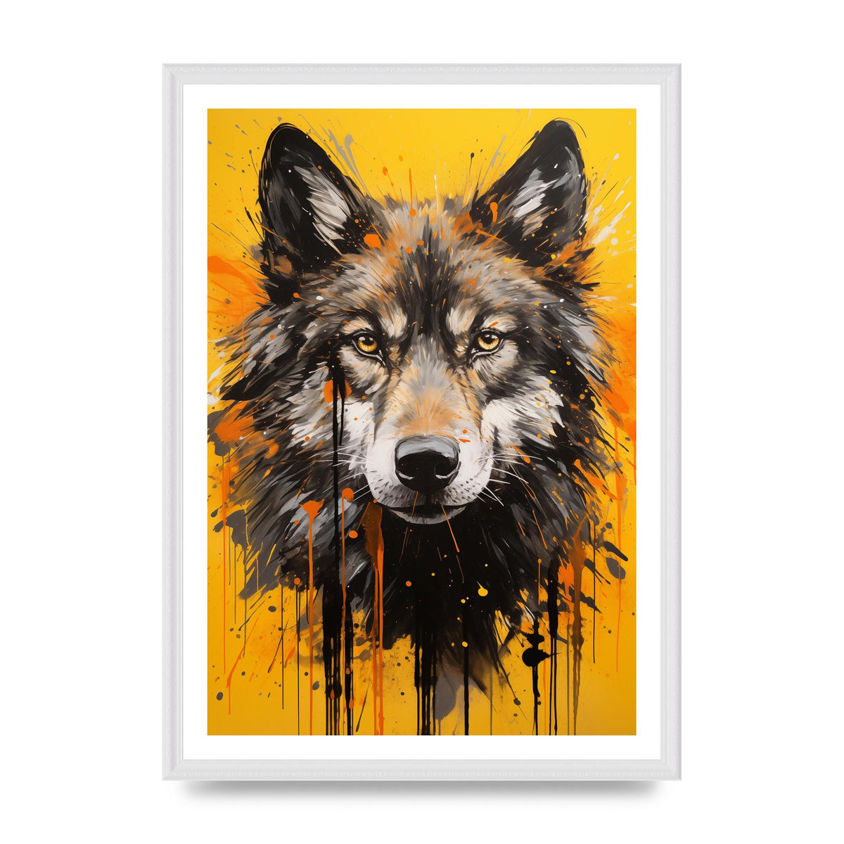 Wild Wolf in Fluid Black on Orange