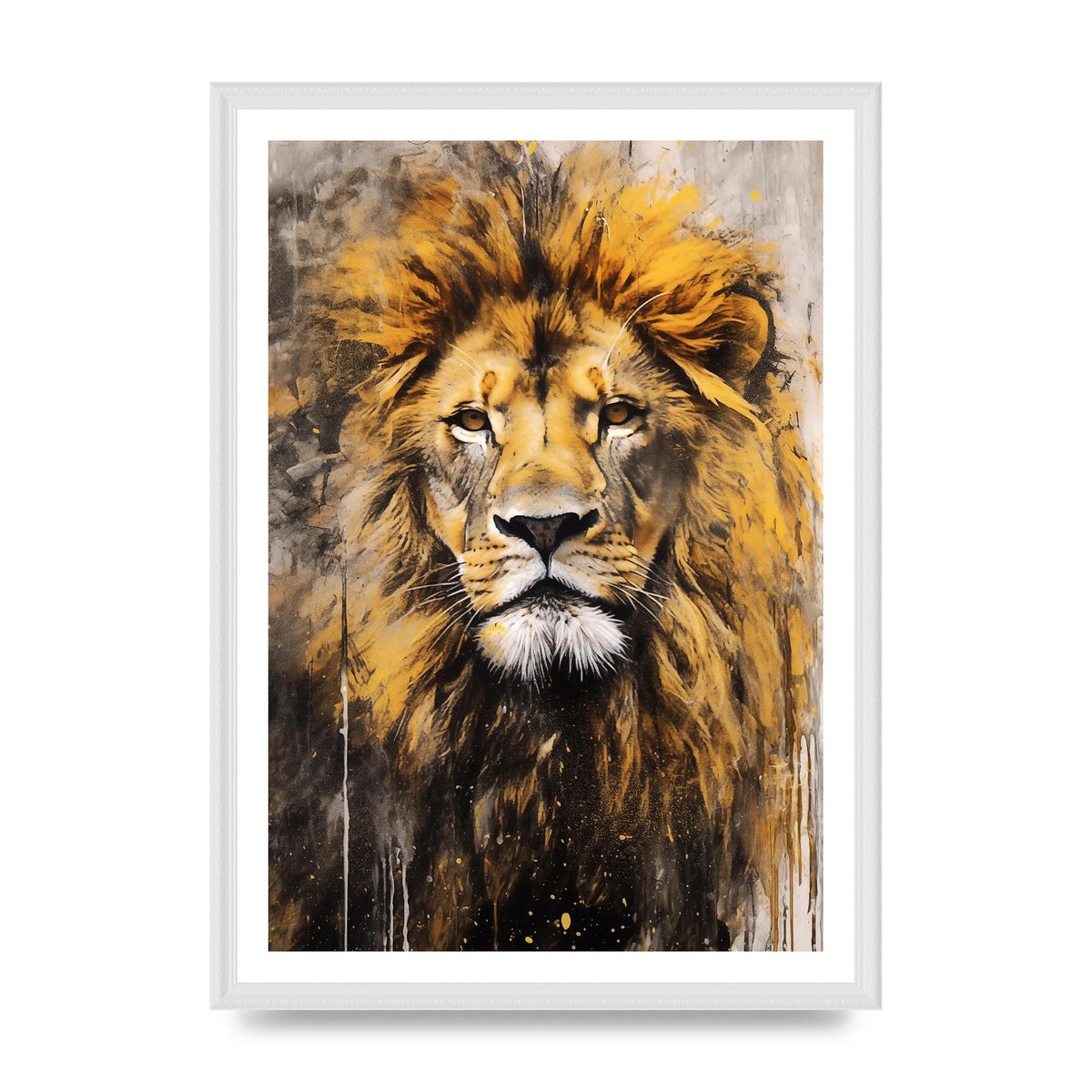 Majestic Lion Sketch with Golden Amber Background