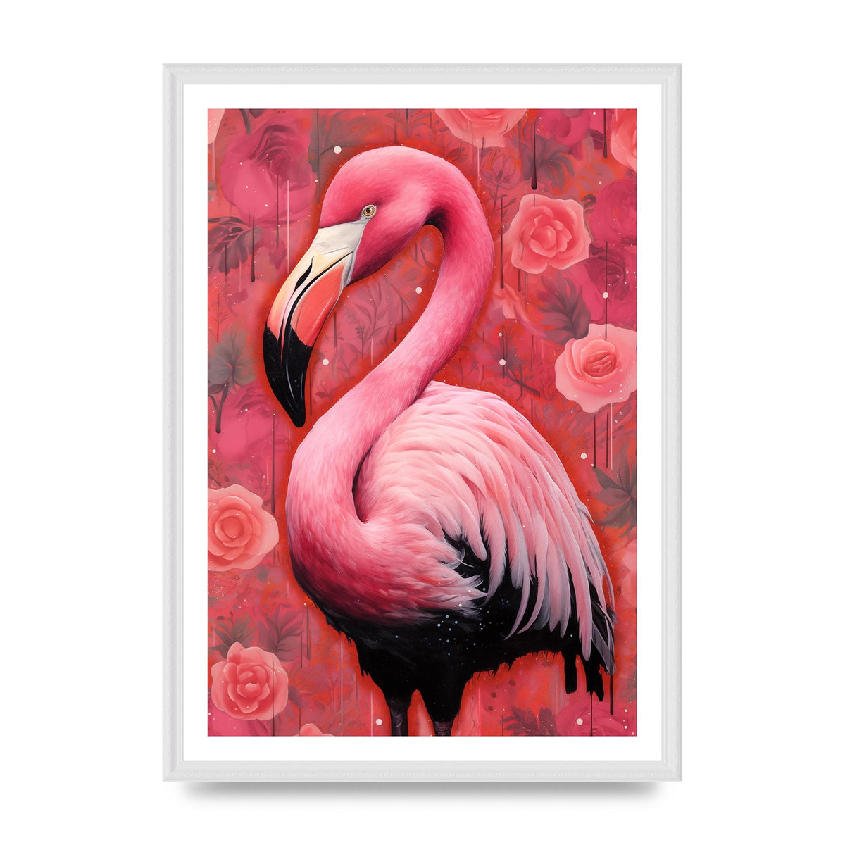 Flamingo in Tropical Pink with Detailed Portrait