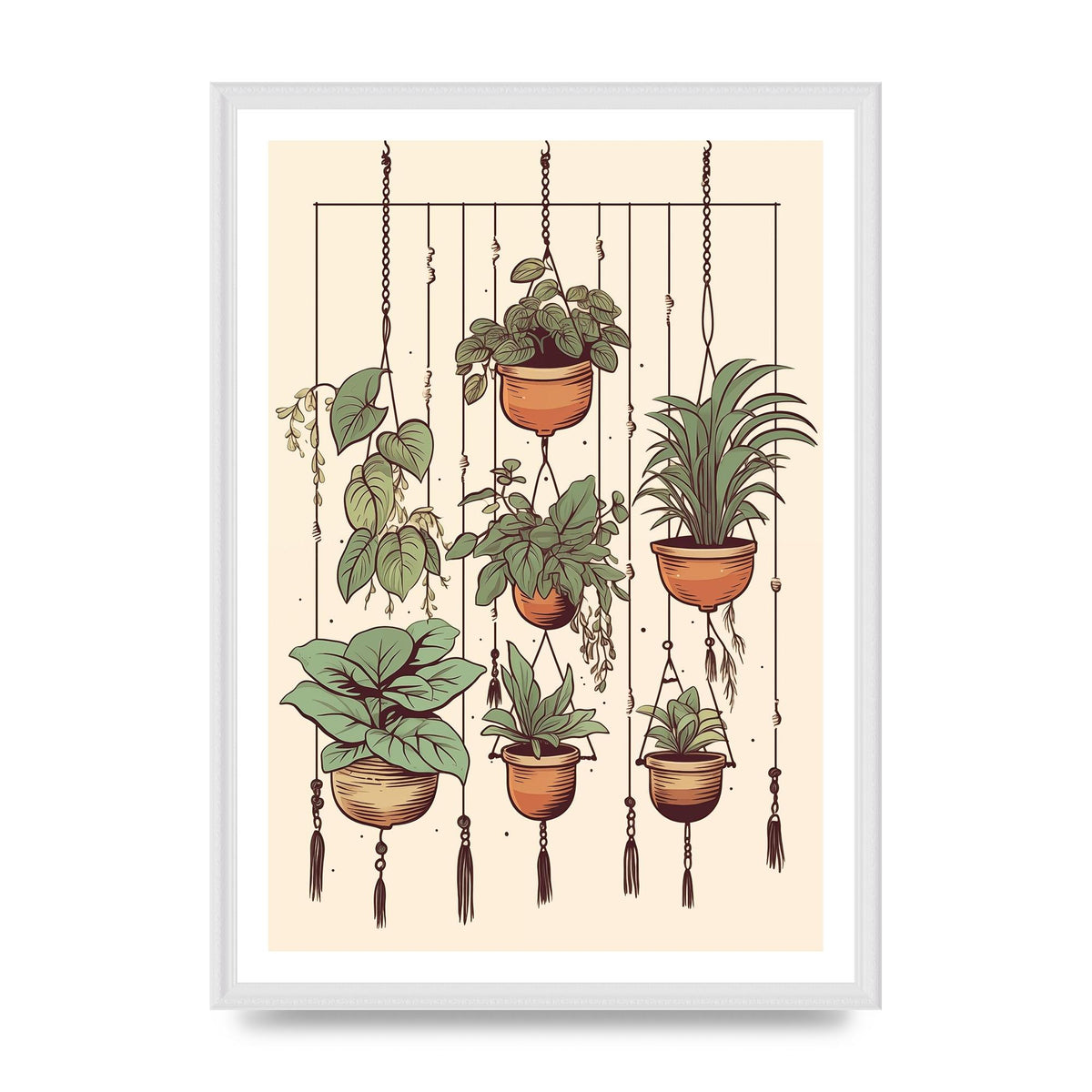 Natural Greens and Browns Boho Plant Art